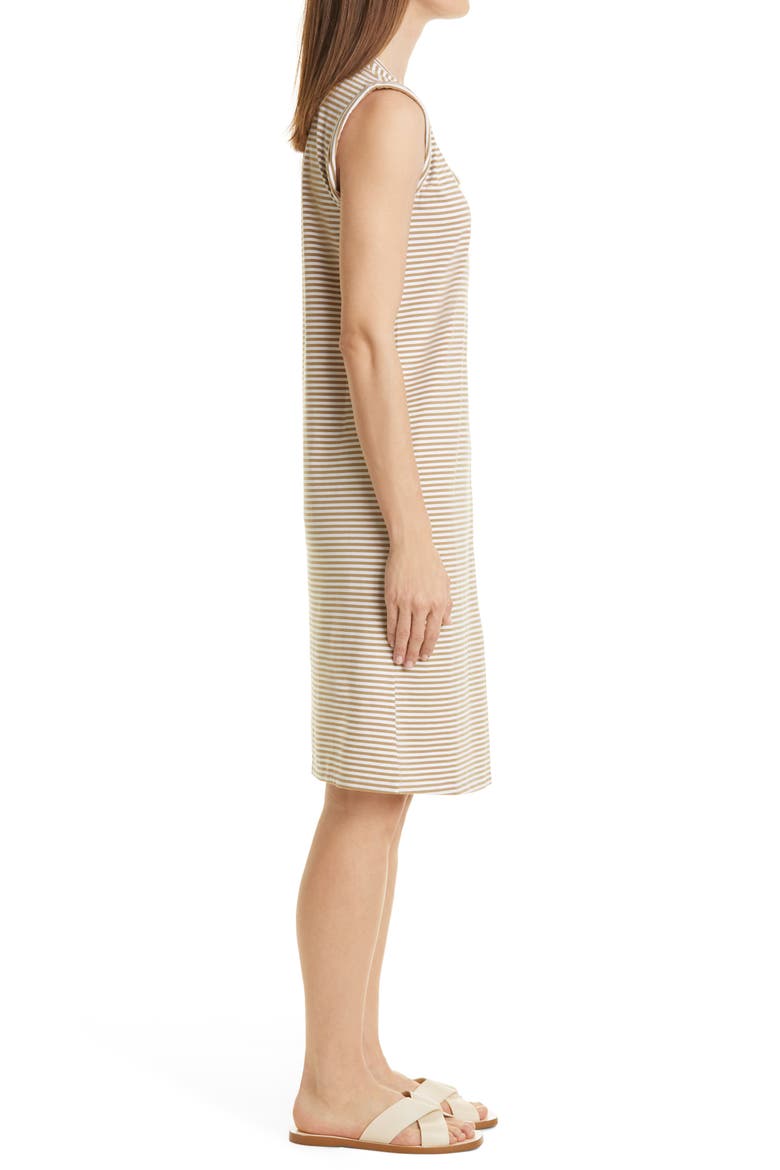 Stripe Cuff Sleeveless Dress, Alternate, color, SANDALWOOD/ WHITE