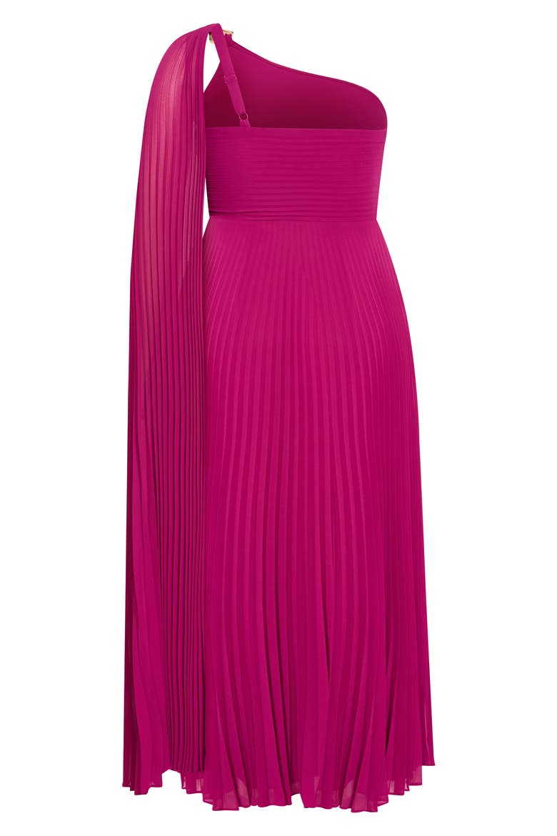 Eloura One-Shoulder Pleated Maxi Dress, Alternate, color, FRAMBOISE
