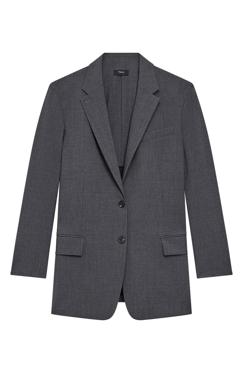 Theory Stretch Wool Blend Blazer, Alternate, color, Charcoal Melange