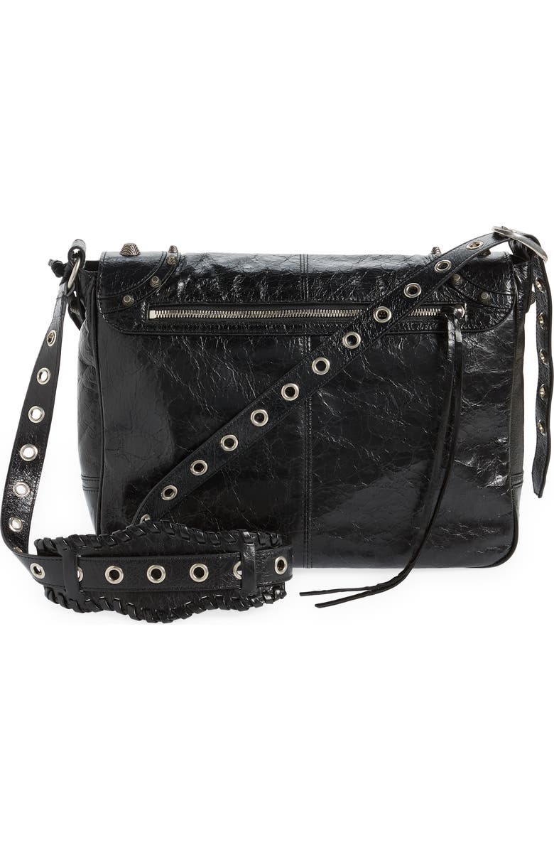 Balenciaga Cagole Leather Messenger Bag, Alternate, color,