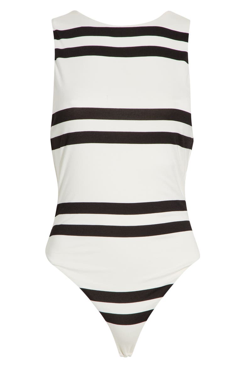 Rothy Sleeveless Crewneck Bodysuit, Alternate, color, PADDLEBOARD STRIPE ECRU/ BLACK