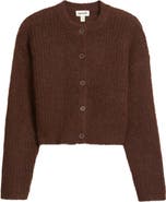 Open Edit Fuzzy Crewneck Cardigan