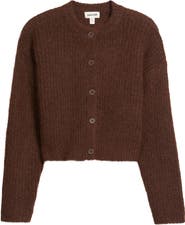 Open Edit Fuzzy Crewneck Cardigan