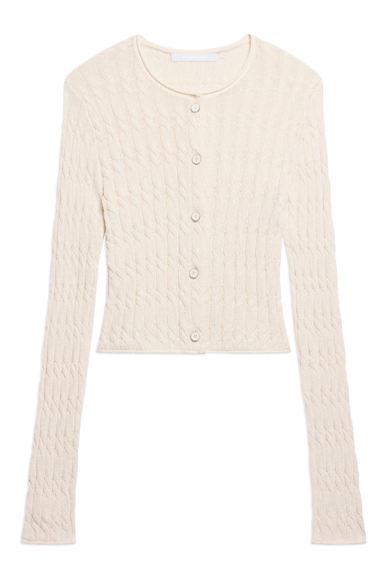 Cable Stitch Crop Cardigan, Alternate, color, IVORY