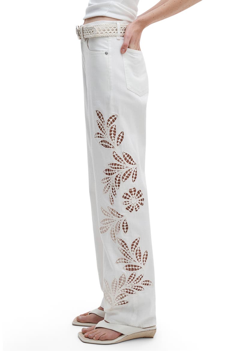 Shea Floral Eyelet High Rise Straight Leg Jeans, Alternate, color, WHITE FLORAL