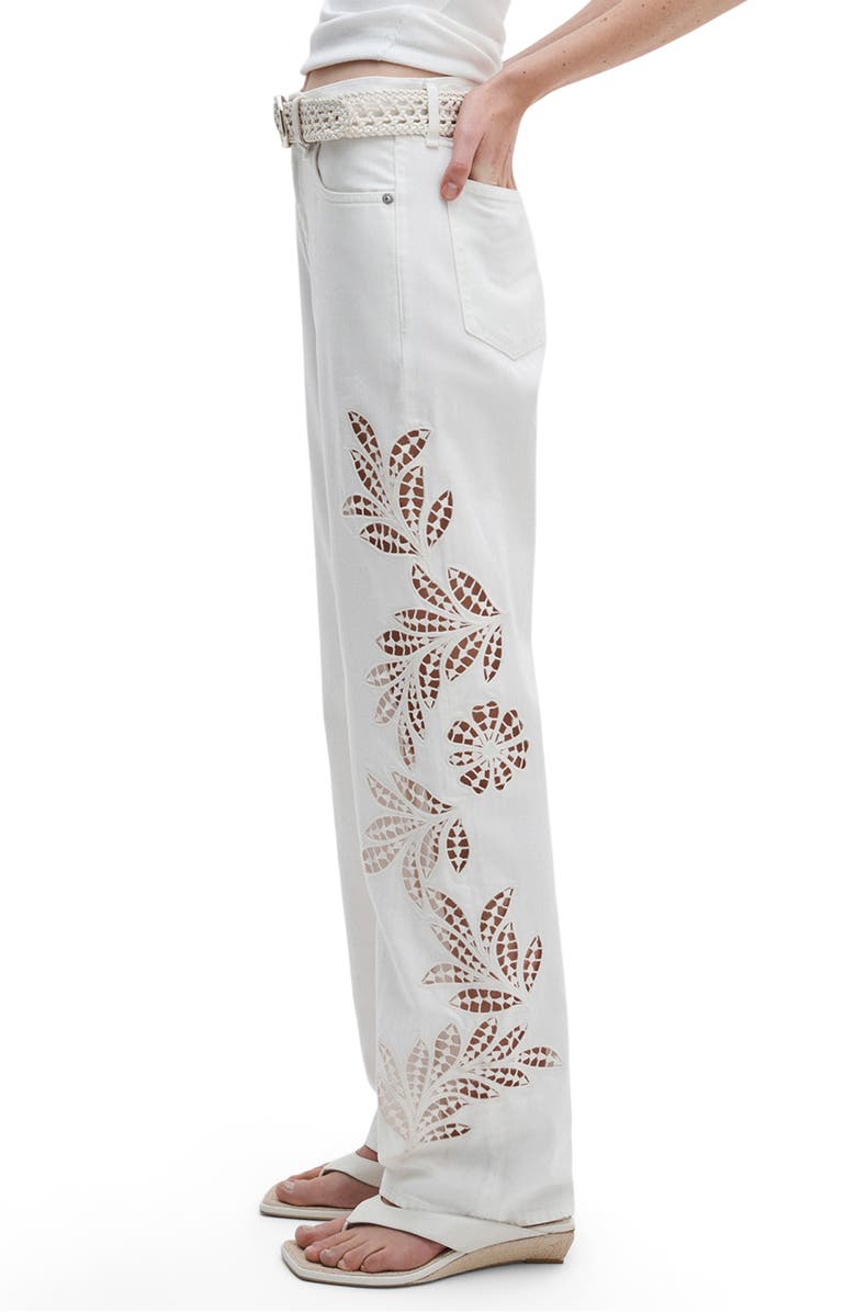 rag & bone Shea Floral Eyelet Straight Leg Jeans, Alternate, color, White Floral