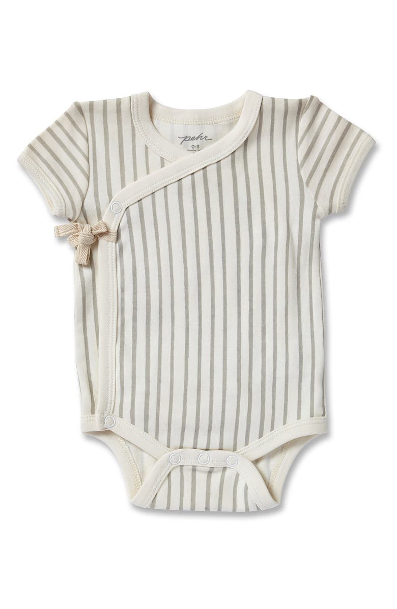 Pehr Stripes Away Organic Cotton Wrap Bodysuit, Main, color, 