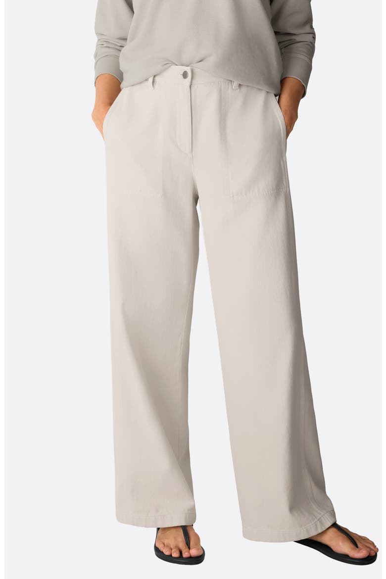 High Waist Wide Leg Organic Cotton Pants, Main, color, PALE STRIPE