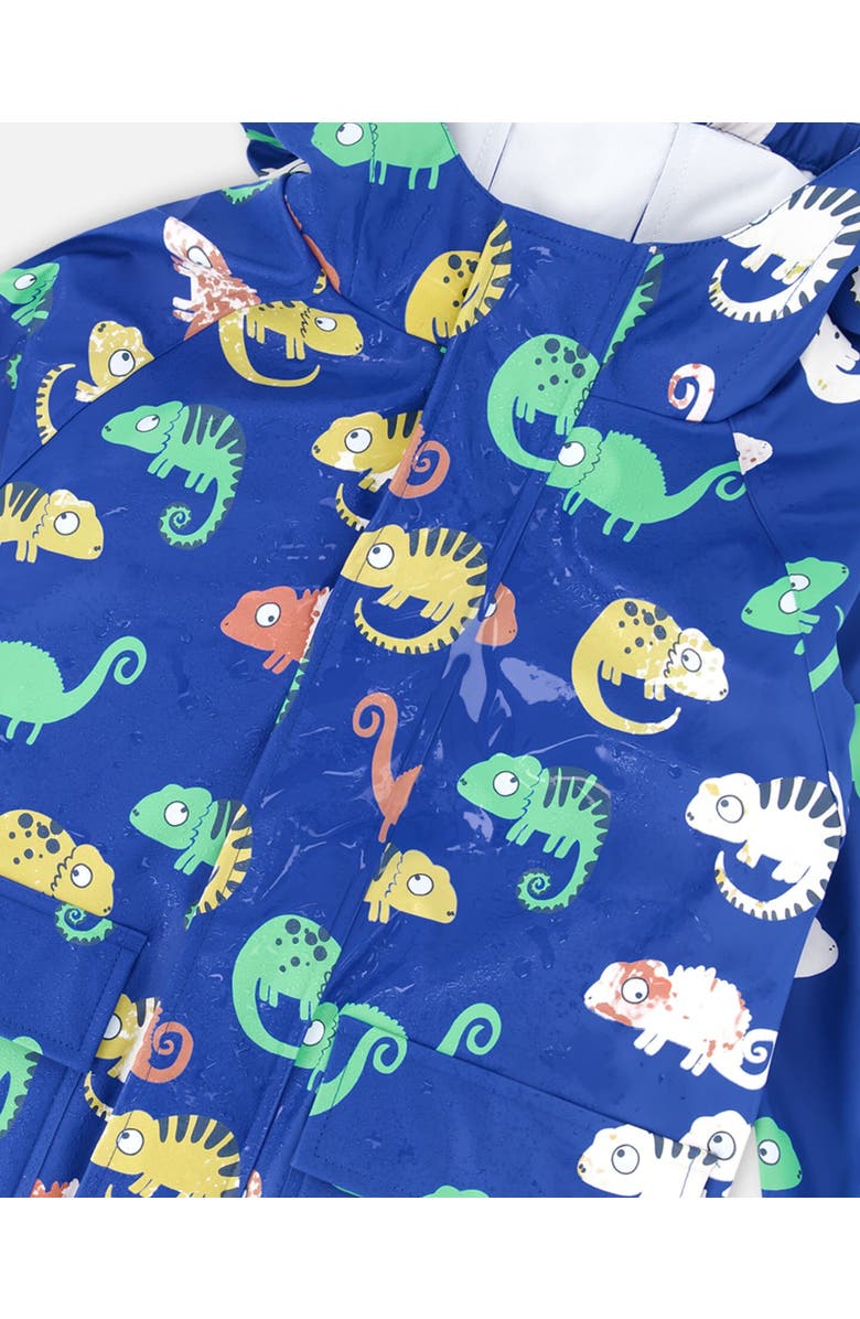 Deux par Deux Polyurethane Chameleon Rain Jacket, Alternate, color, Blue Chameleon Print