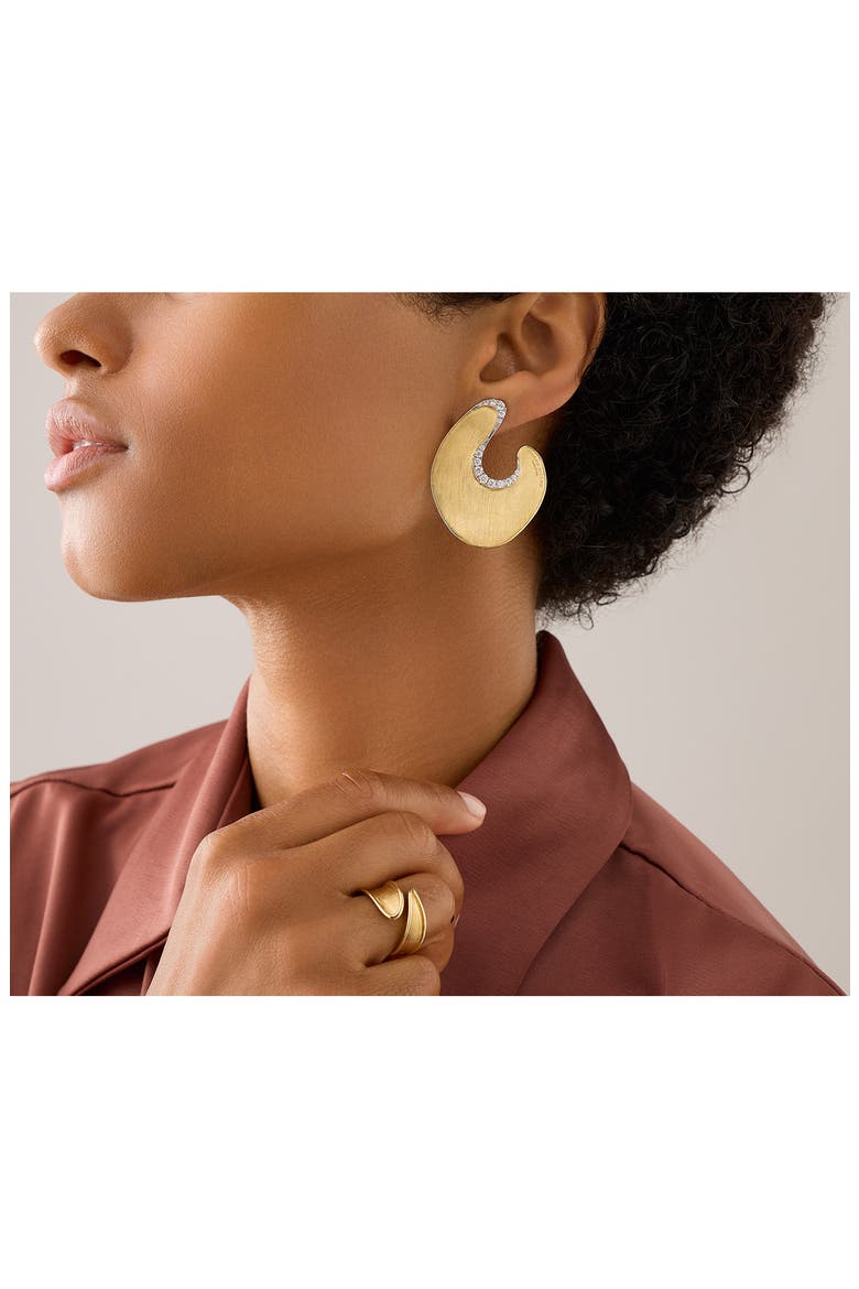 Lunaria Diamond Hoop Earrings, Alternate, color, YL/ WH GOLD