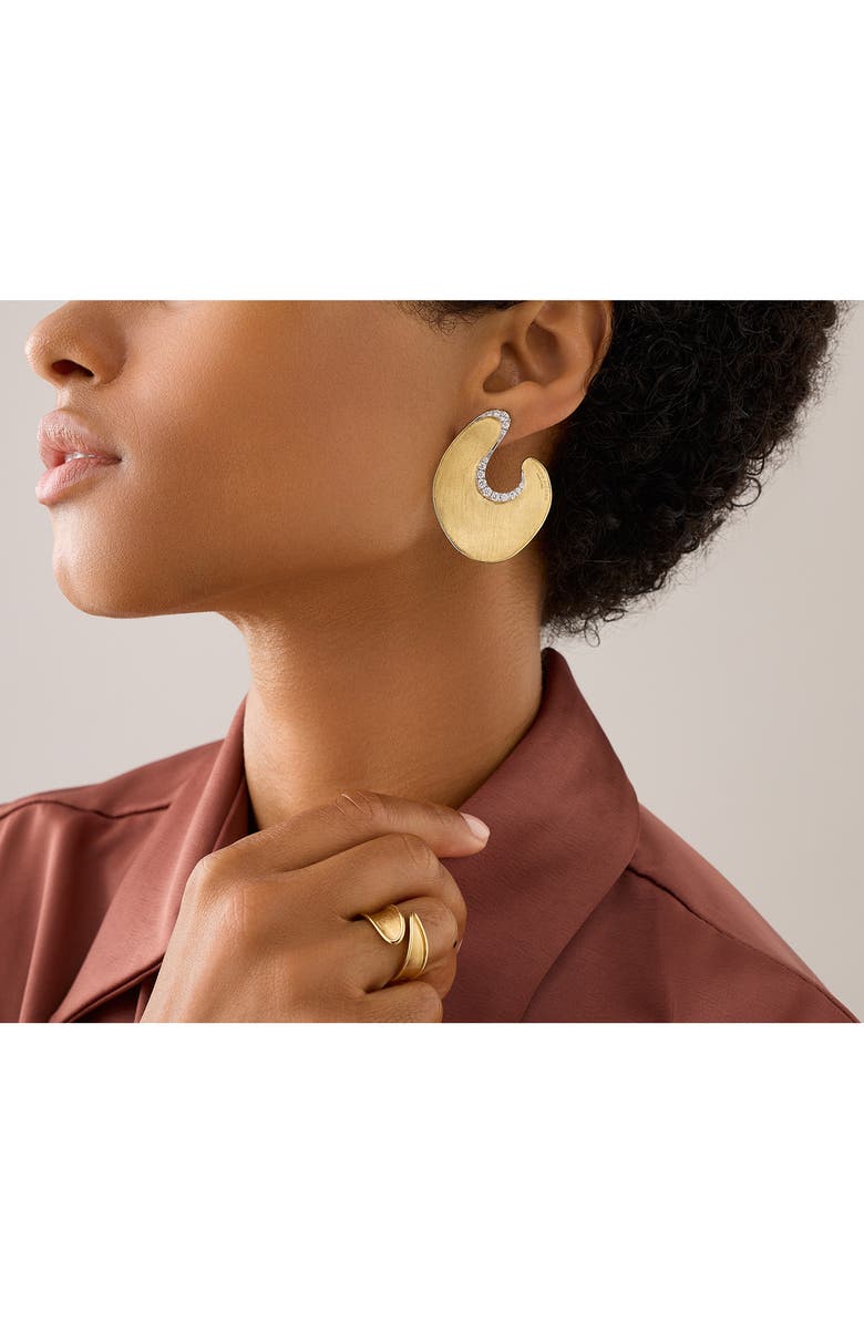 Marco Bicego Lunaria Diamond Hoop Earrings, Alternate, color, Yl/ Wh Gold