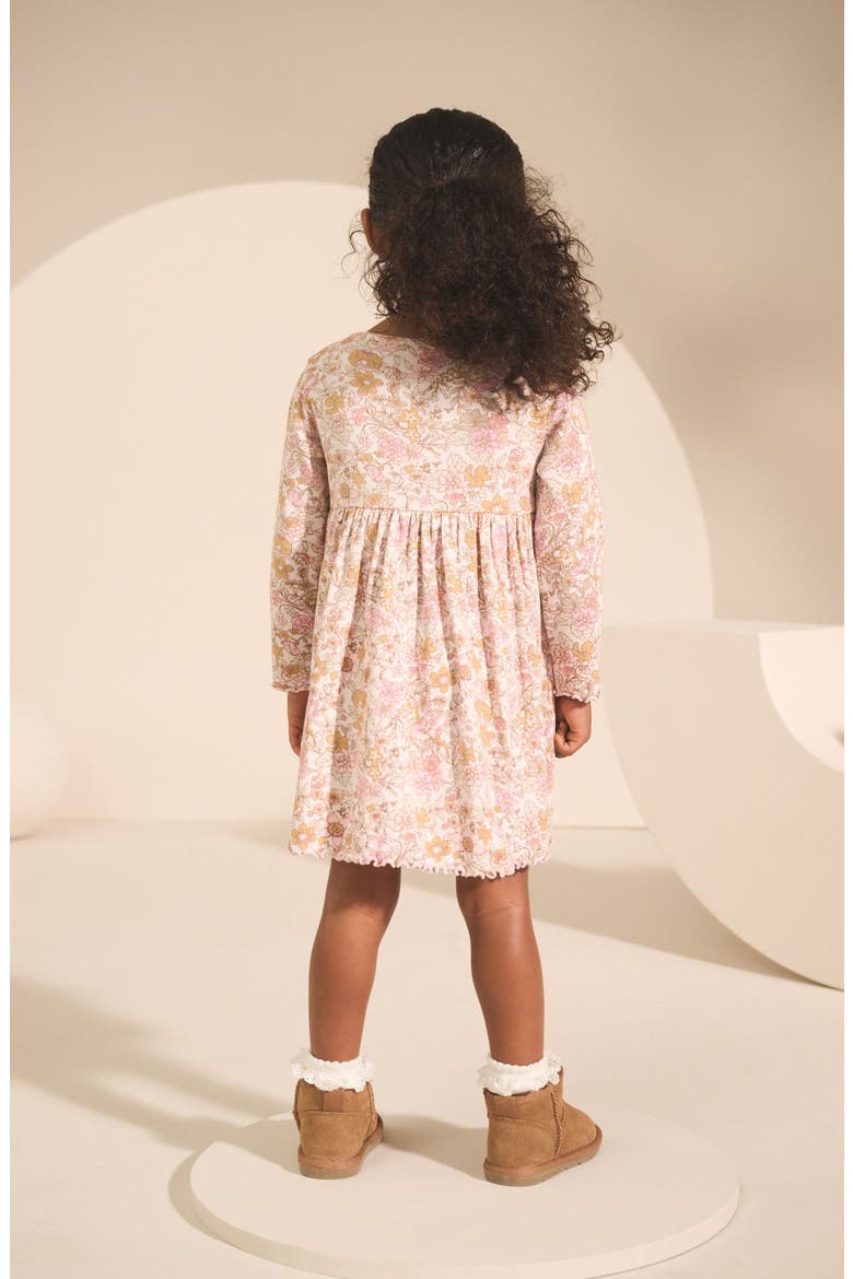 Kids' Long Sleeve Stretch Cotton Rib Dress, Alternate, color, PINK