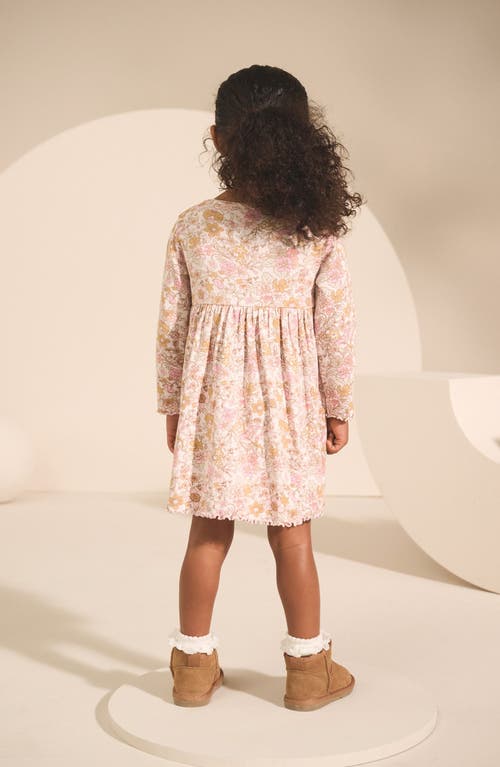 Next Kids' Long Sleeve Stretch Cotton Rib Dress In Pink