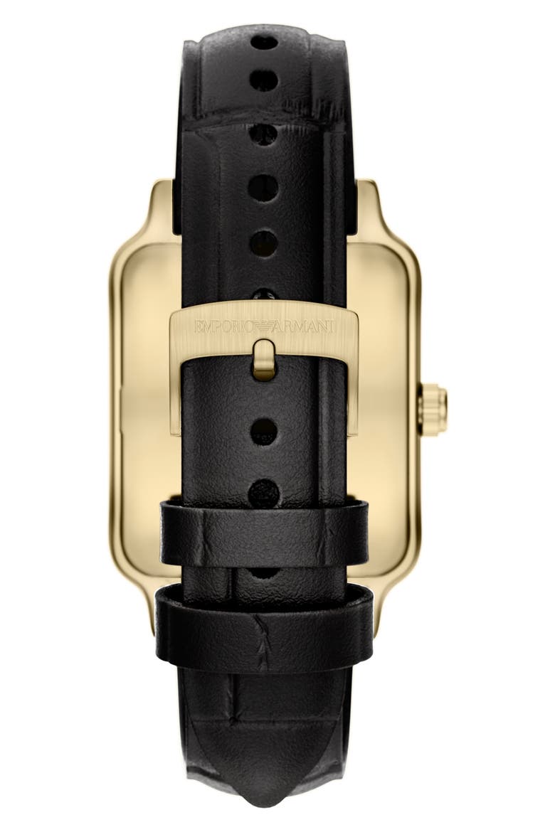 Tank Leather Strap Watch, 32mm x 48mm, Alternate, color, BLACK