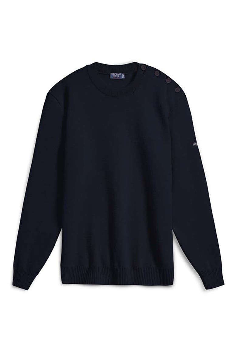 CANCALE - Fisherman Sweater with Button Shoulder, Alternate, color, Black