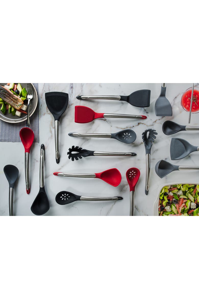 Silicone & Stainless Steel Turner, Alternate, color, Red