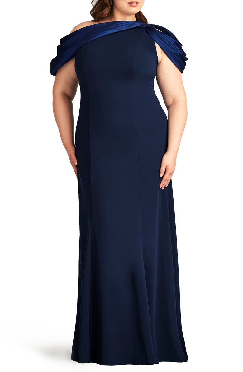 Tadashi Shoji One-Shoulder Mermaid Gown, Alternate, color, Navy