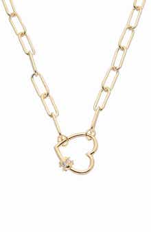 Heart Cubic Zirconia Paperclip Necklace