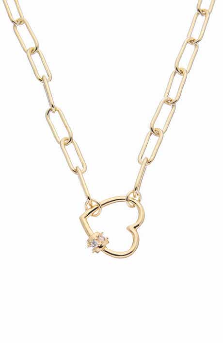 Heart Cubic Zirconia Paperclip Necklace