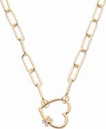 Juvell Heart Cubic Zirconia Paperclip Necklace