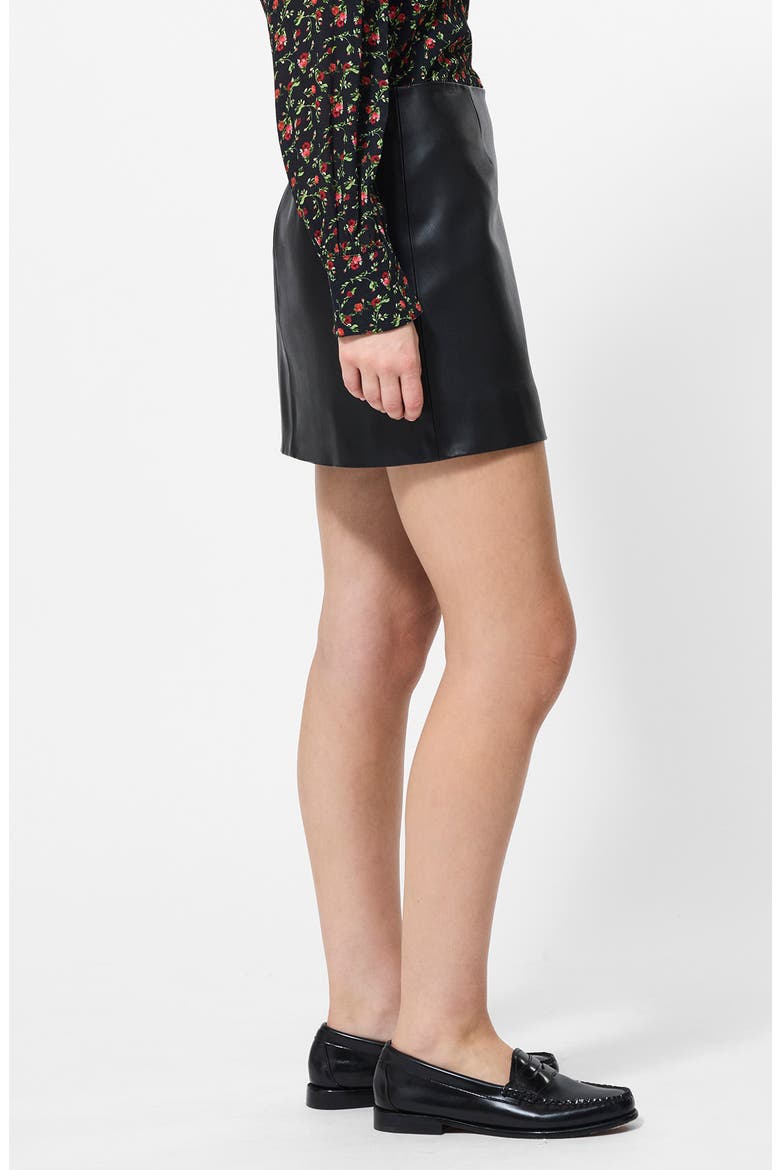 Dessa Faux Leather Miniskirt, Alternate, color, BLACK
