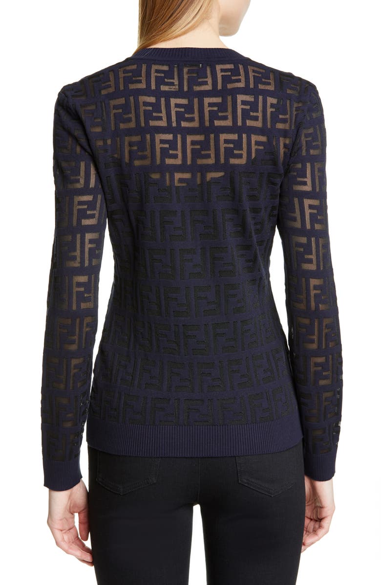 Fendi Logo Jacquard Sweater, Alternate, color, 