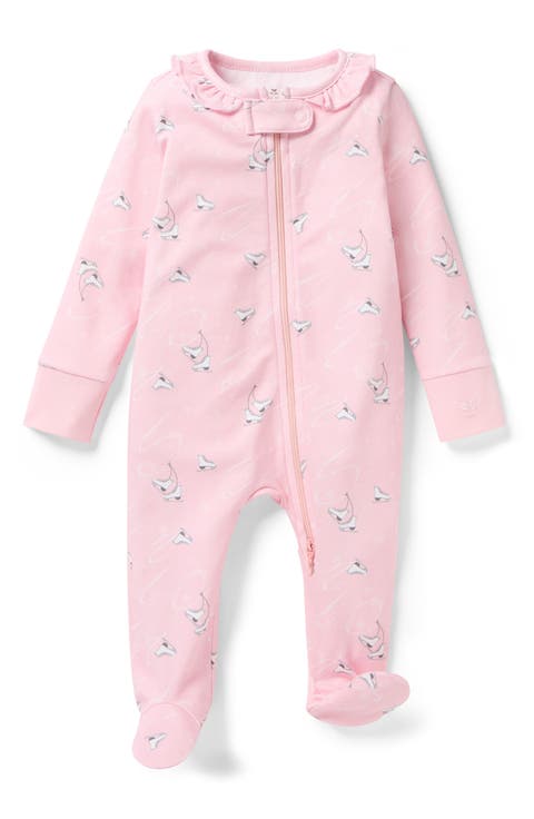 Winter Skates Fitted One-Piece Pima Cotton Pajamas (Baby)