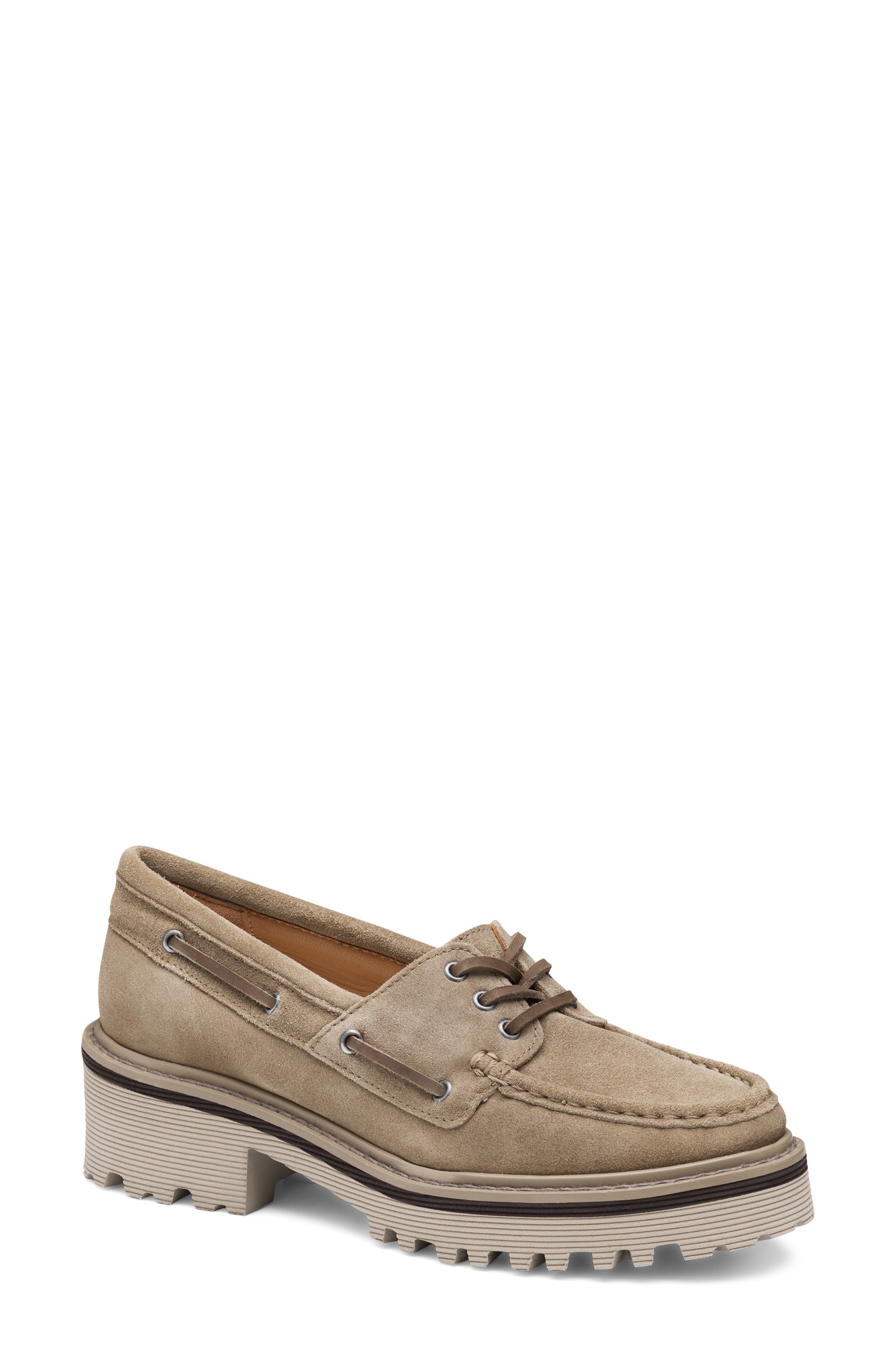 Johnston & Murphy Emmalynn Boat Shoe, Main, color, Taupe Suede