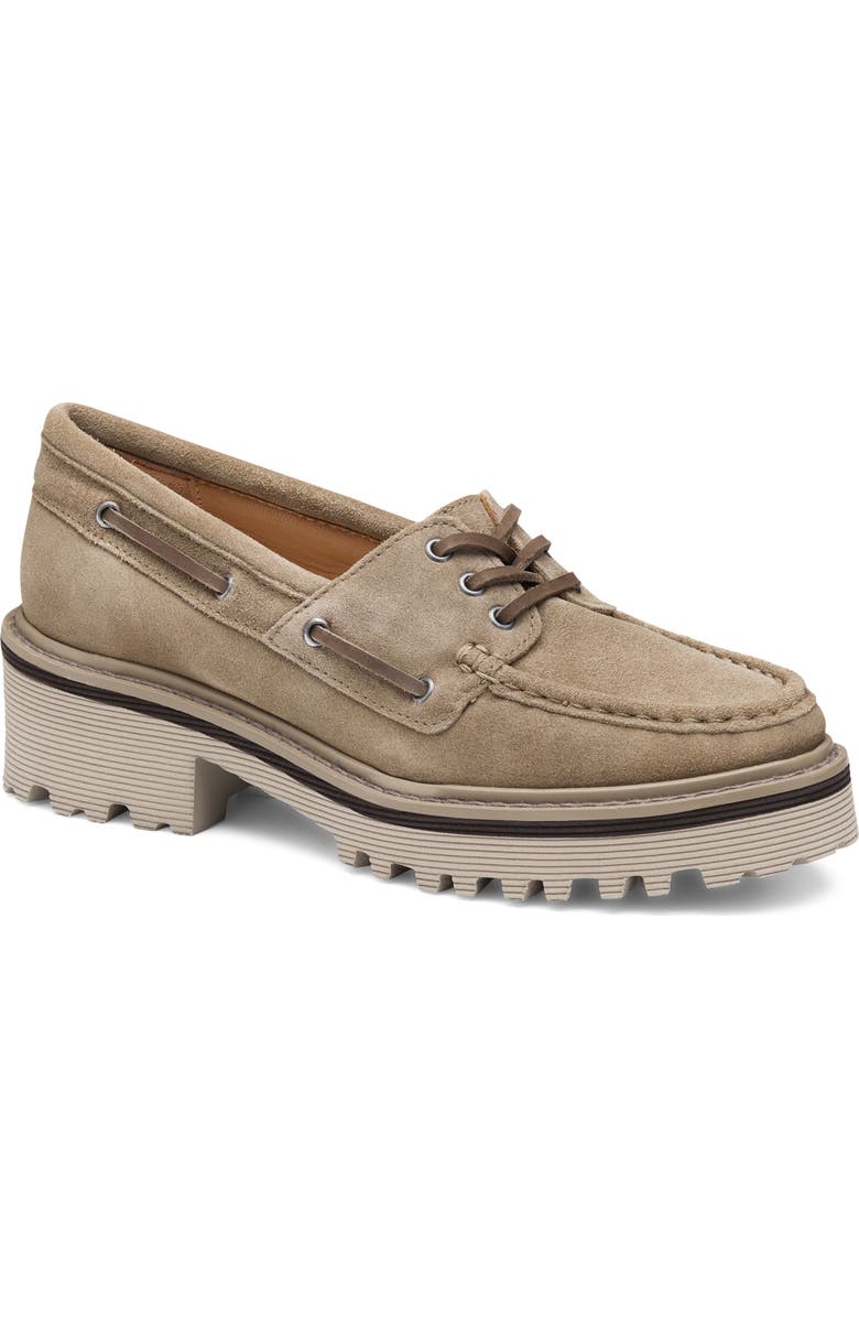 Johnston & Murphy Emmalynn Boat Shoe, Main, color, Taupe Suede