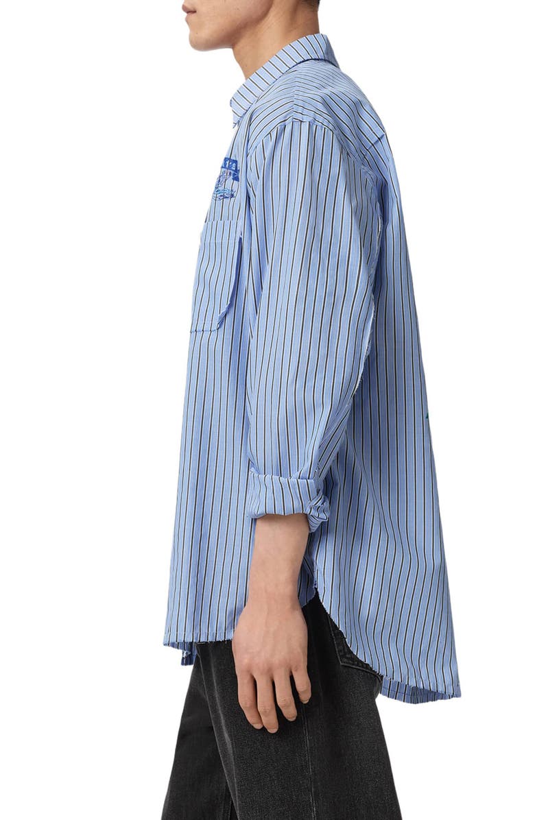 AllSaints Norte Graphic Button-Up Shirt, Alternate, color, Lakehouse Blue