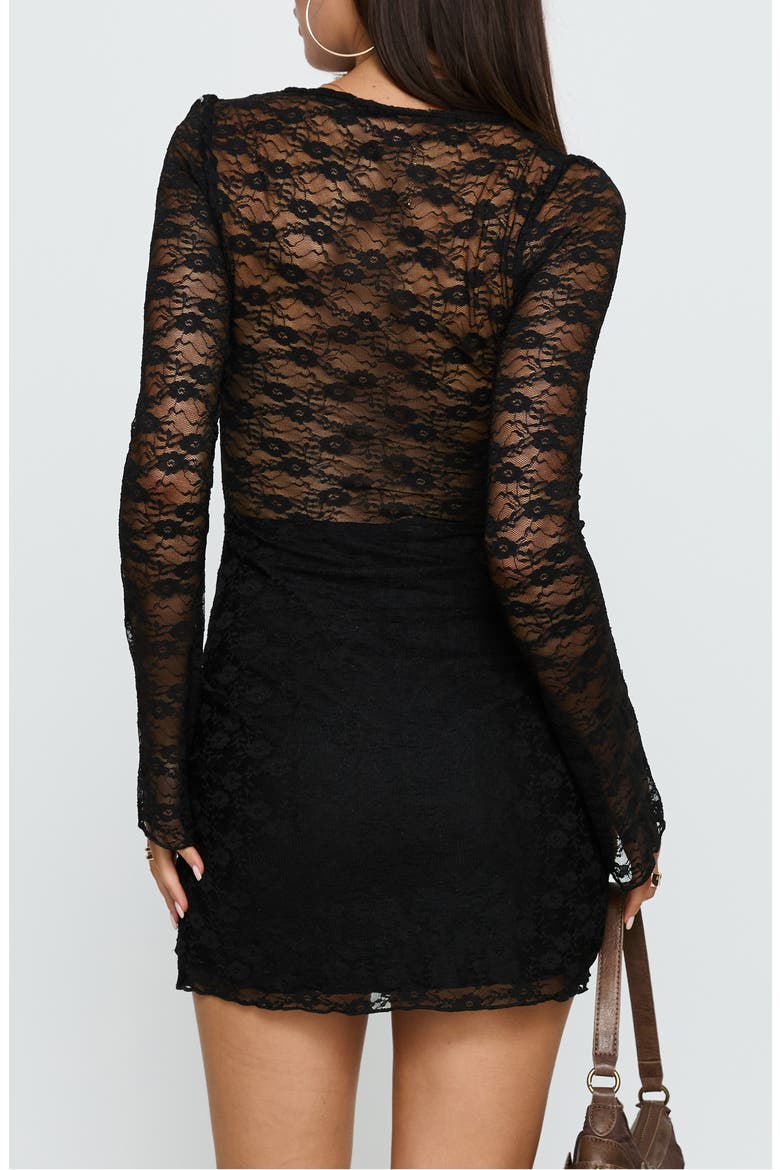 Best You Had Lace Long Sleeve Minidress, Alternate, color, BLACK
