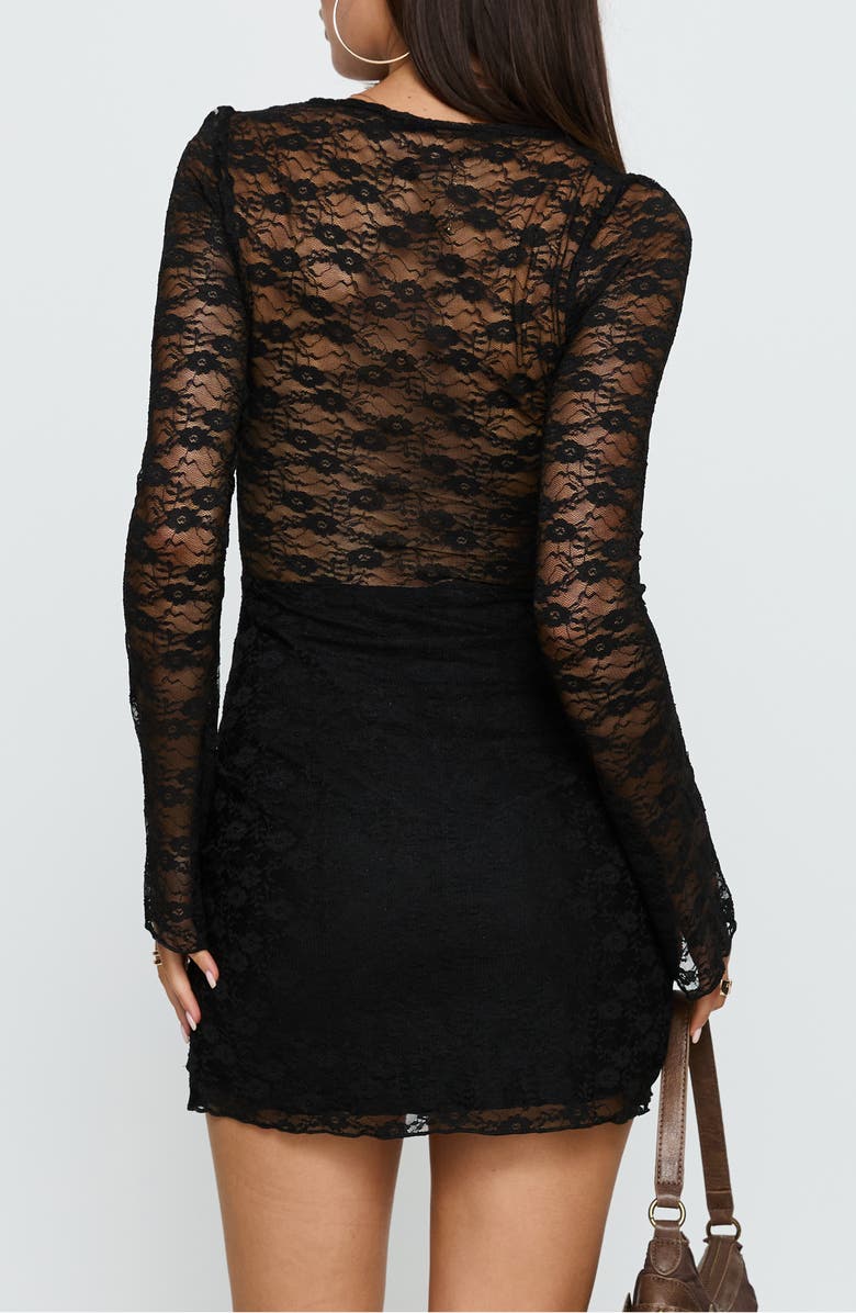 Princess Polly Best You Had Lace Long Sleeve Minidress, Alternate, color, Black