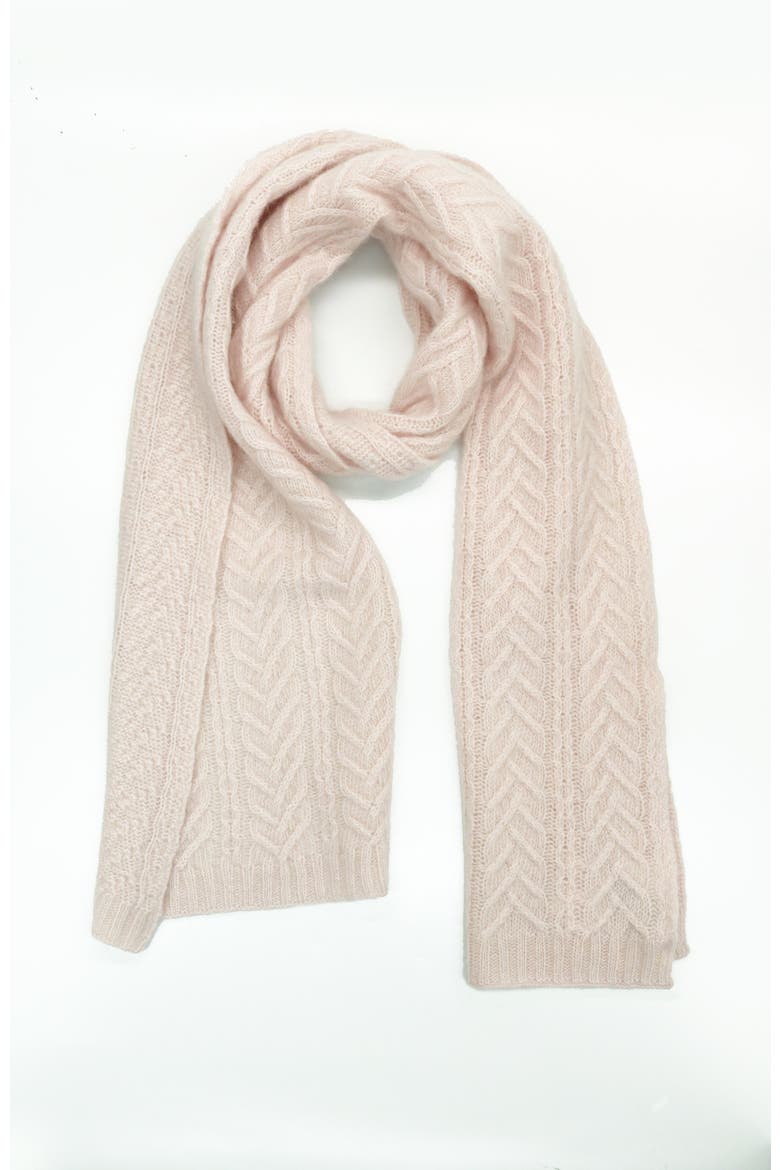 Cashmere scarf in fancy stitch, Main, color, MALLOW