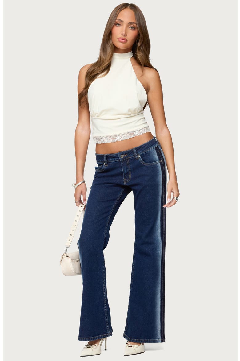 Airbrushed Low Rise Flare Jeans, Alternate, color, DARK-BLUE-WASHED