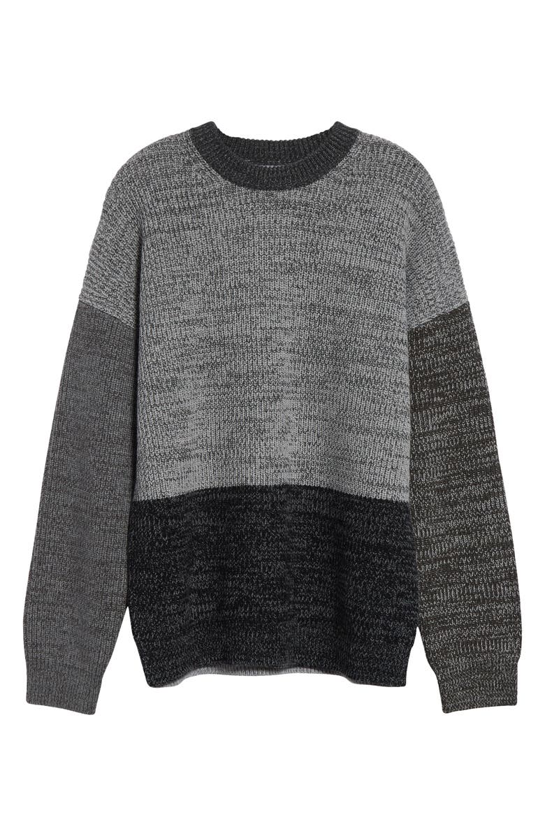 Waste Yarn Project Odd Colorblock Wool Blend Sweater, Alternate, color, Tonal Black