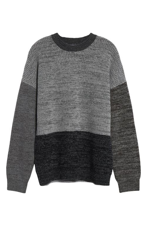 Waste Yarn Project Odd Colorblock Wool Blend Sweater In Tonal Black
