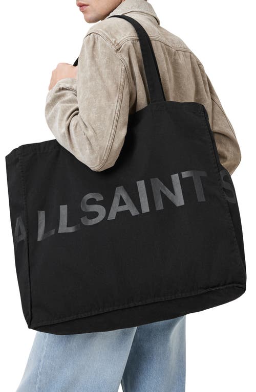 Shop Allsaints Large Biggy Cotton Tote In Black