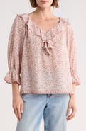 MAX STUDIO Ruffle Front Floral Top