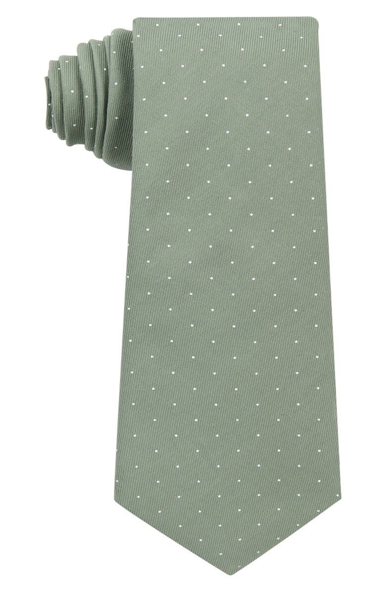 CONSTRUCT Dot Print Satin Tie, Main, color, Ivy