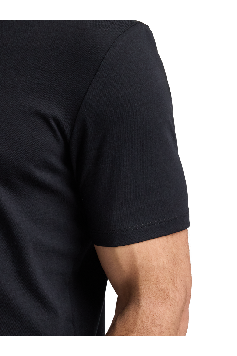 Mercerized Cotton Three Button Polo, Alternate, color, Black