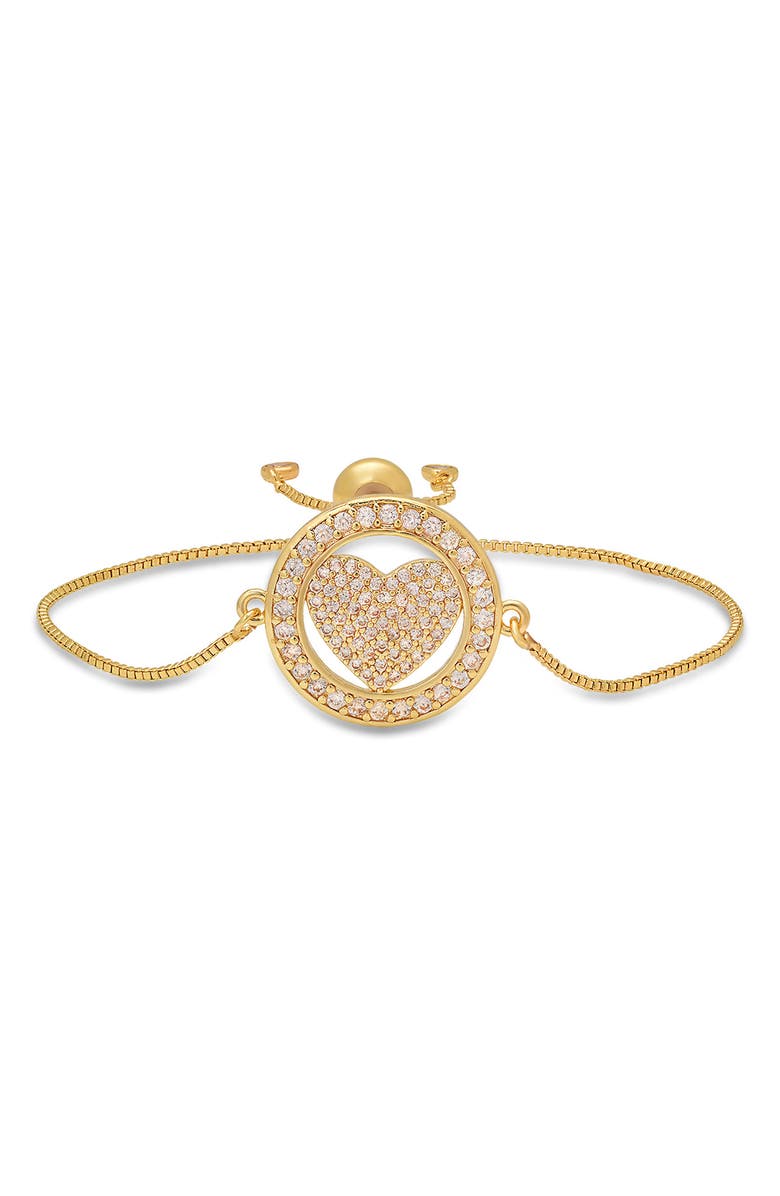 HMY JEWELRY Pavé CZ Heart Slide Bracelet, Main, color, Gold