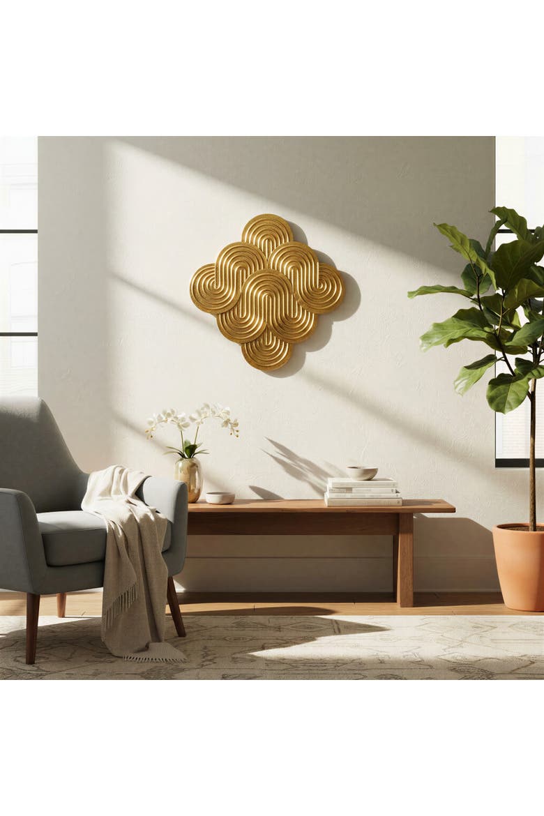 Decorative Waves Wall Art, Alternate, color, Gold
