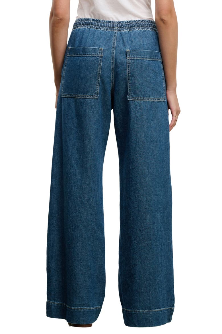 Mira Wide Leg Drawstring Waist Jeans, Alternate, color, DARK BU