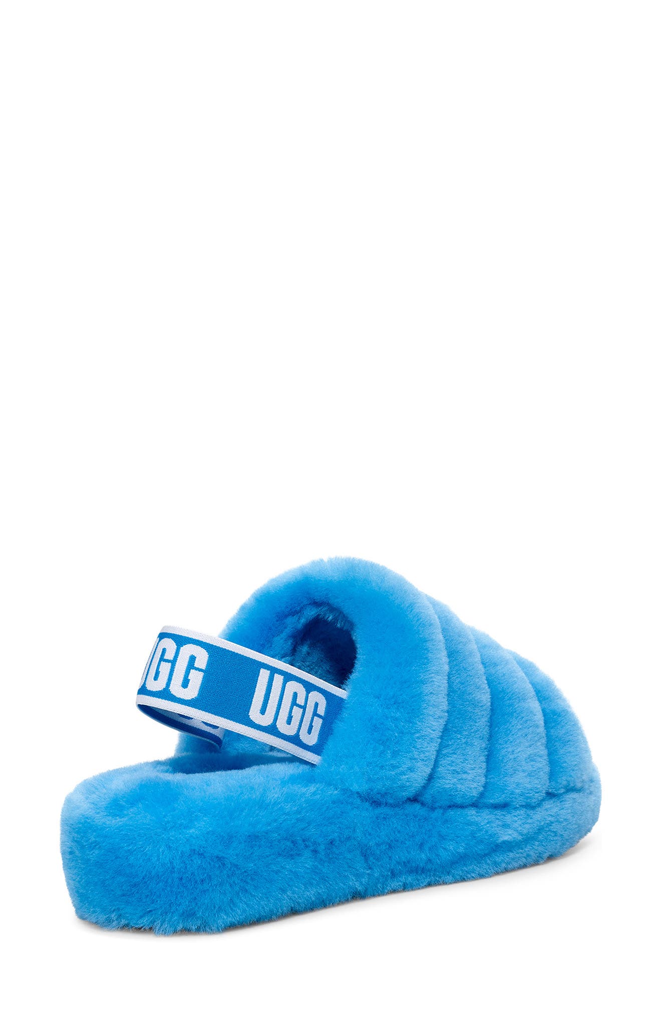 Fluff Yeah Genuine Shearling Slide, Alternate, color, NEON BLUE