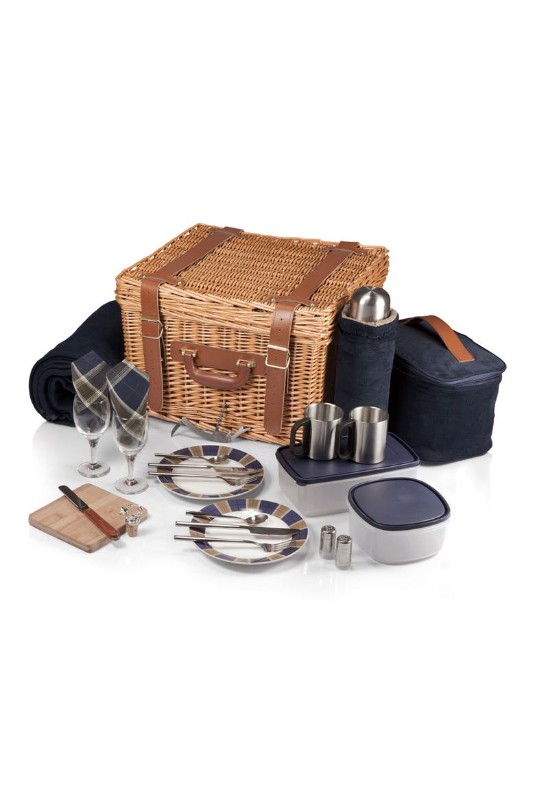 'Canterbury' Wicker Picnic Basket, Alternate, color, BLUE