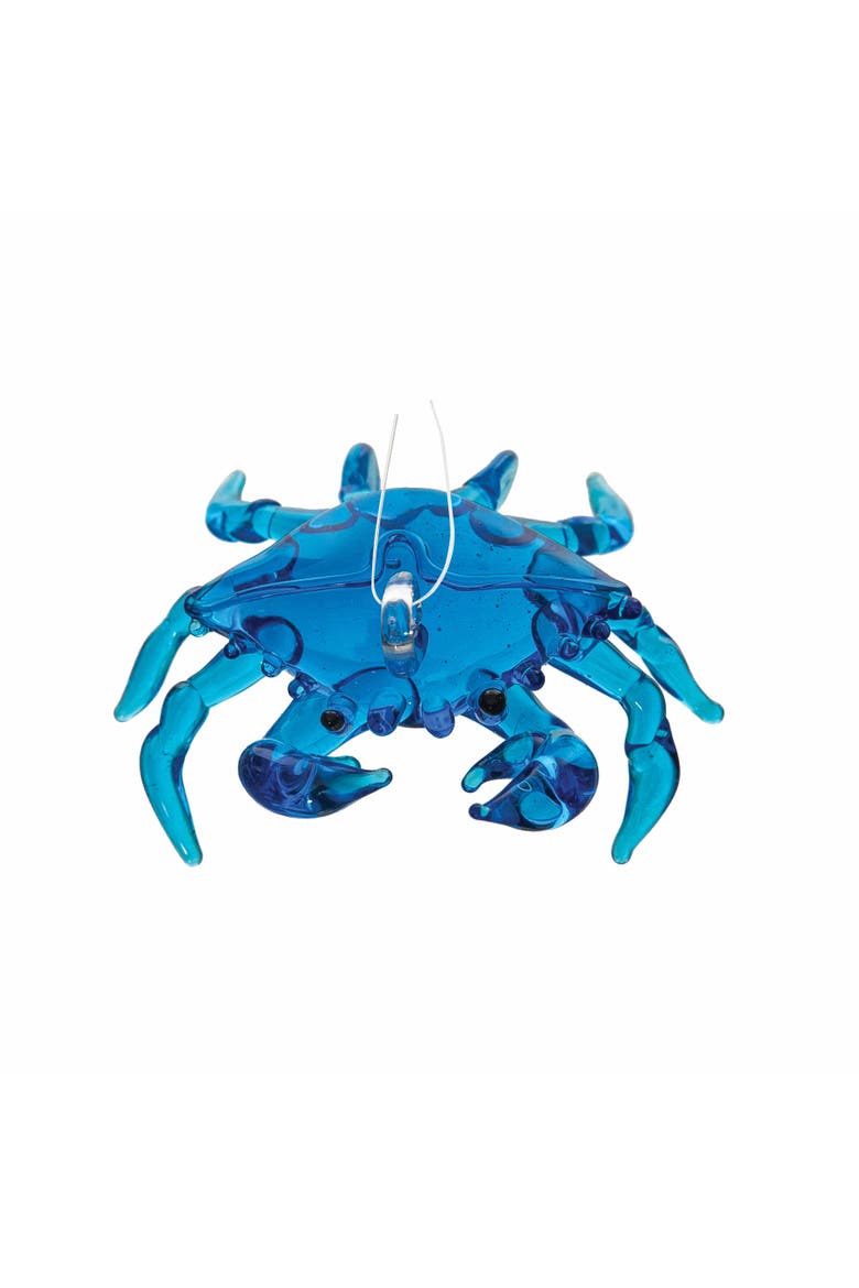 Blue Crab Glass Christmas Ornament, Main, color, Blue