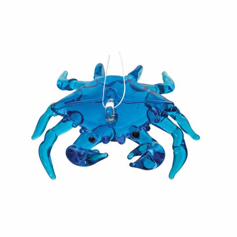 Blue Crab Glass Christmas Ornament