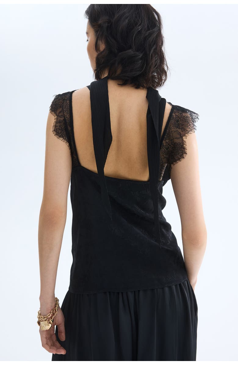 H&M Lace-detail Top, Alternate, color, Black