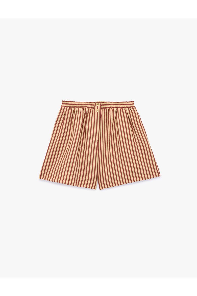 Regular Fit Striped Mini Shorts, Alternate, color, BROWN STRIPE