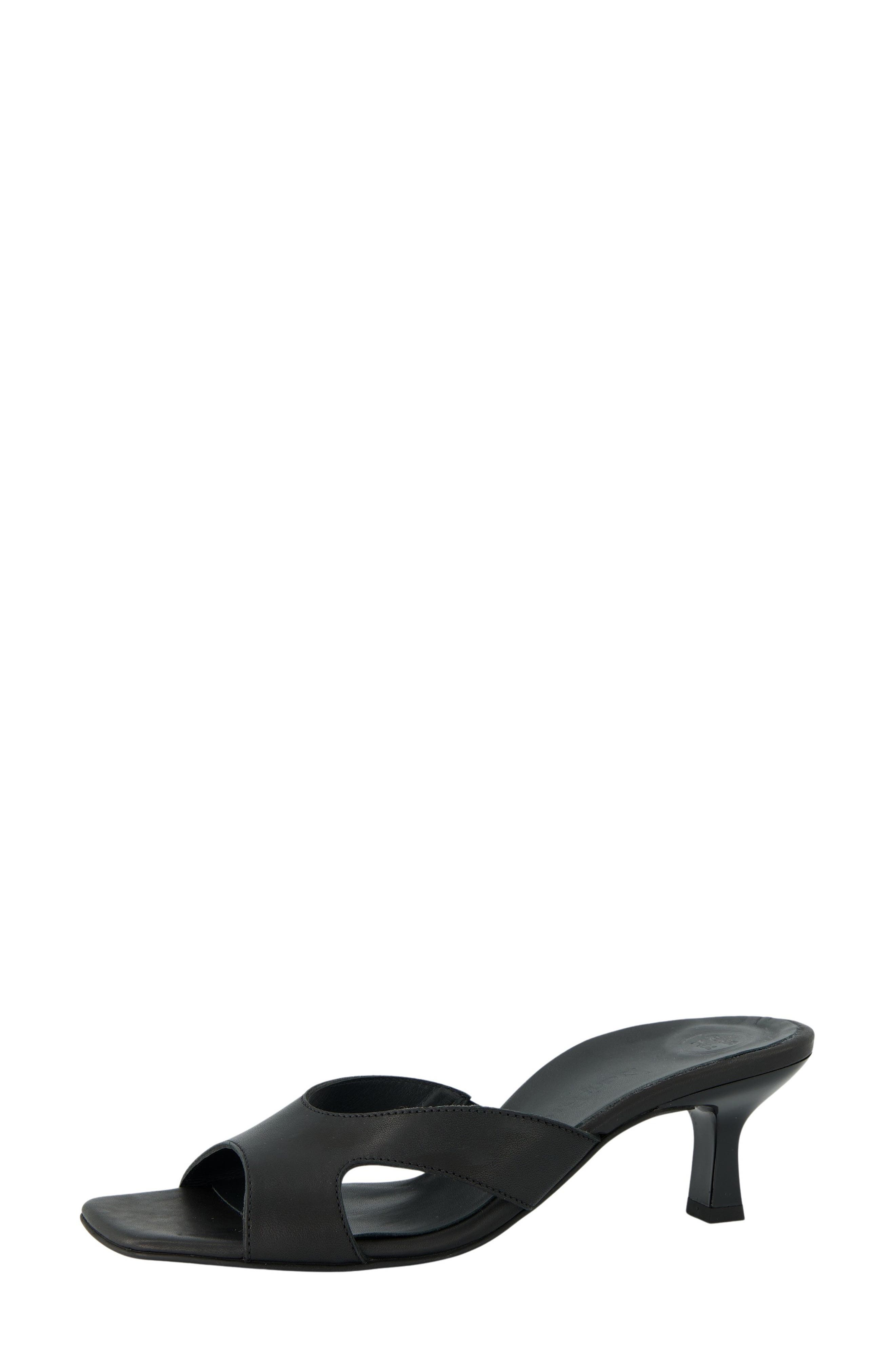 Paul Green Dazzle Kitten Heel Slide Sandal, Main, color, Black Leather